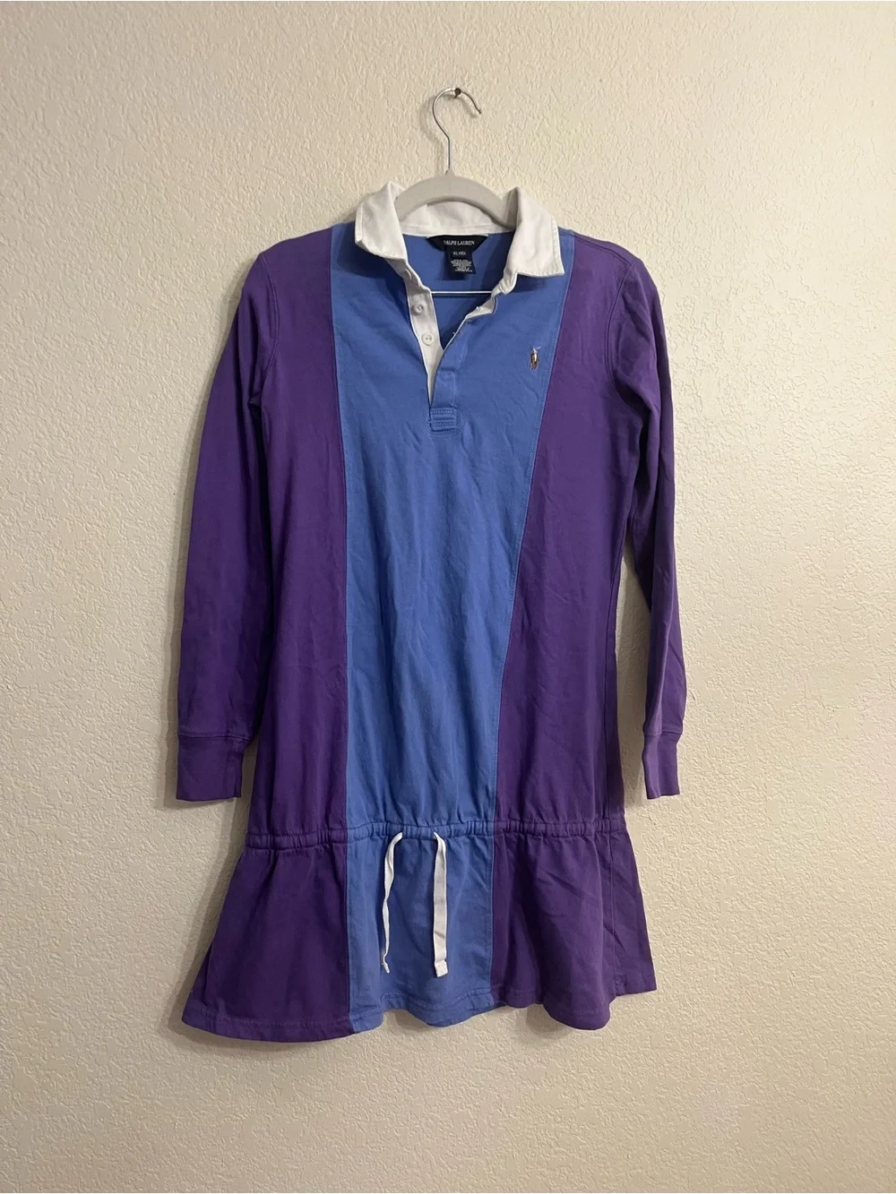 Ralph Lauren White-Collar Blue Rugby Shirt Dress